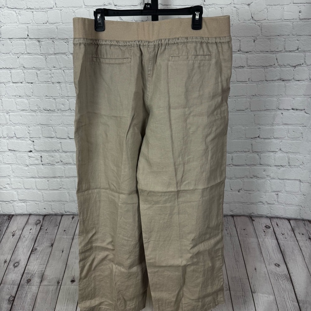 London Jean Tan Wide Leg Linen Pants Size Large - Picture 5 of 7